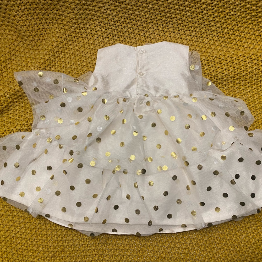 NWOT little girls gold polka dot tutu dress 6 months - Picture 2 of 5